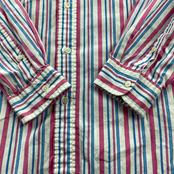 Vintage 90s Tommy Hilfiger Shirt Adult Large L Pink White Stripe Button Up Men - Picture 9 of 12